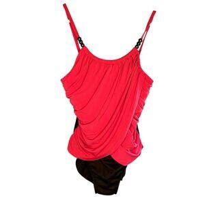 Magic Suit Miraclesuit Underwire Black/Pink Sz 10 Drape Style-Lisa Retail $154